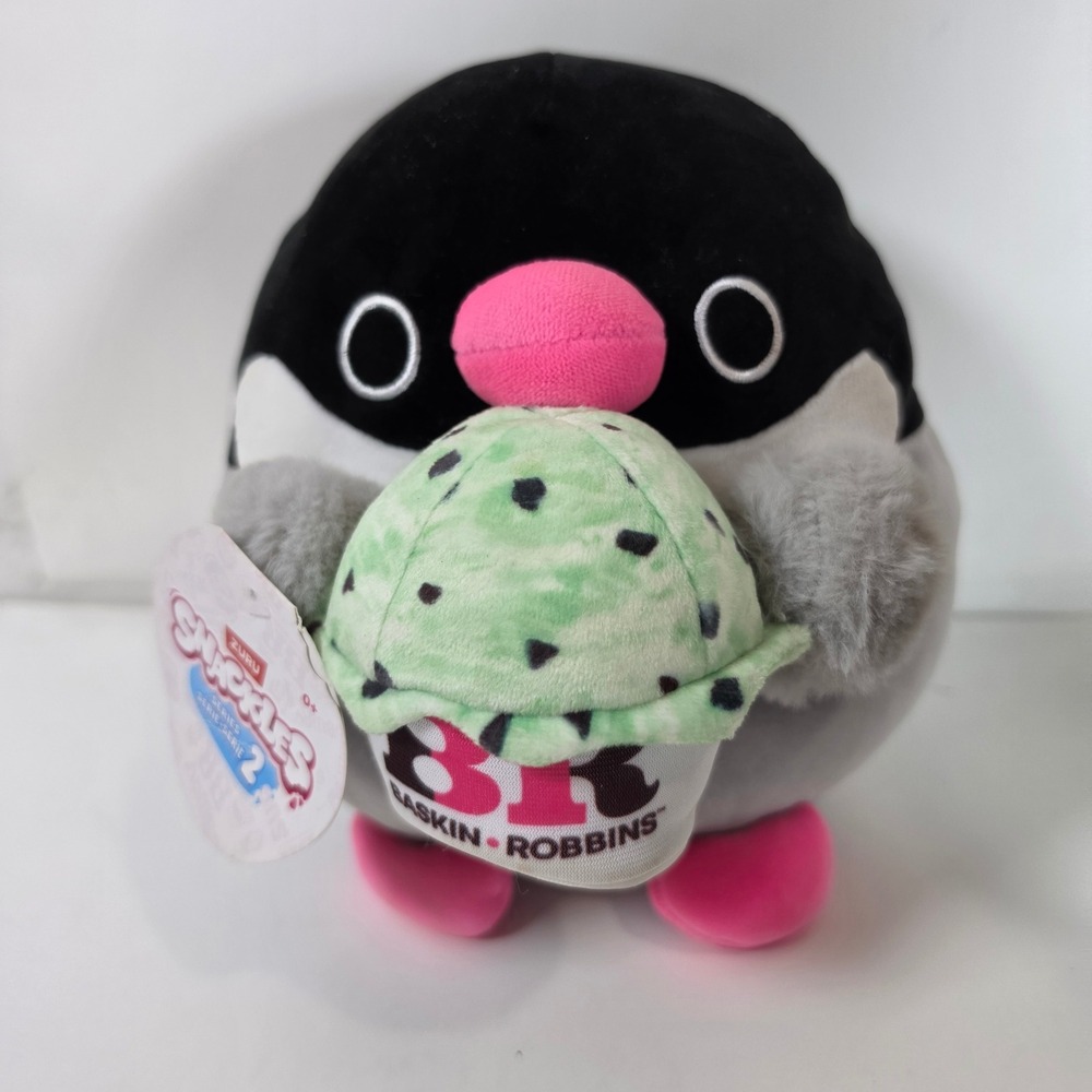 ZURU Snackles Series 2 Penelope Penguin Baskin Robbins 8"‎ Plush Toy NWT 2024